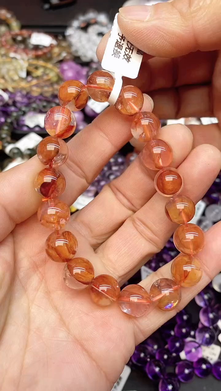 【闪购商品】水晶手串未镶嵌121 红胶花 11mm+