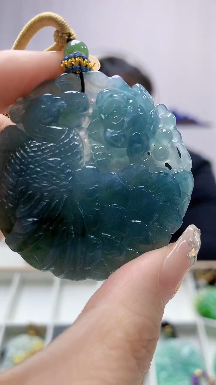 定制翡翠未镶嵌5060DD-毛货挂件凤凰163