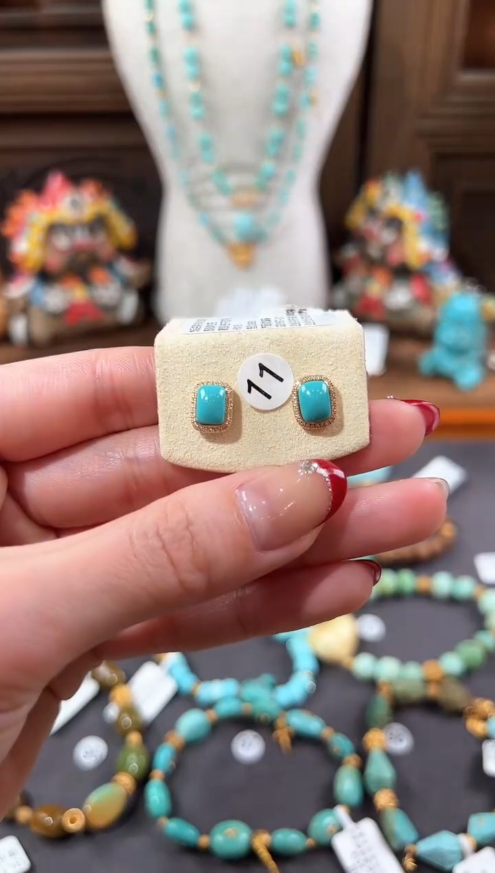 【闪购商品】绿松石耳饰18K金镶嵌绿松石耳饰