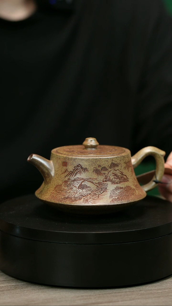 茶壶紫砂不*H2015李琴段泥山水柱础