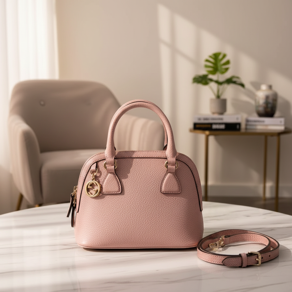 95新 GUCCI/古驰  粉色贝壳手提单肩包 1851 6498 