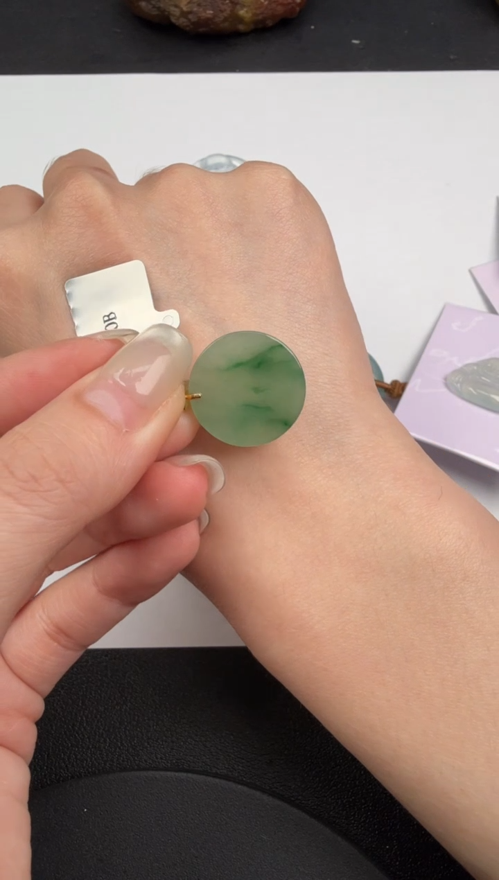 吊坠(不含链)18K金镶嵌翡翠翡翠饰品-243