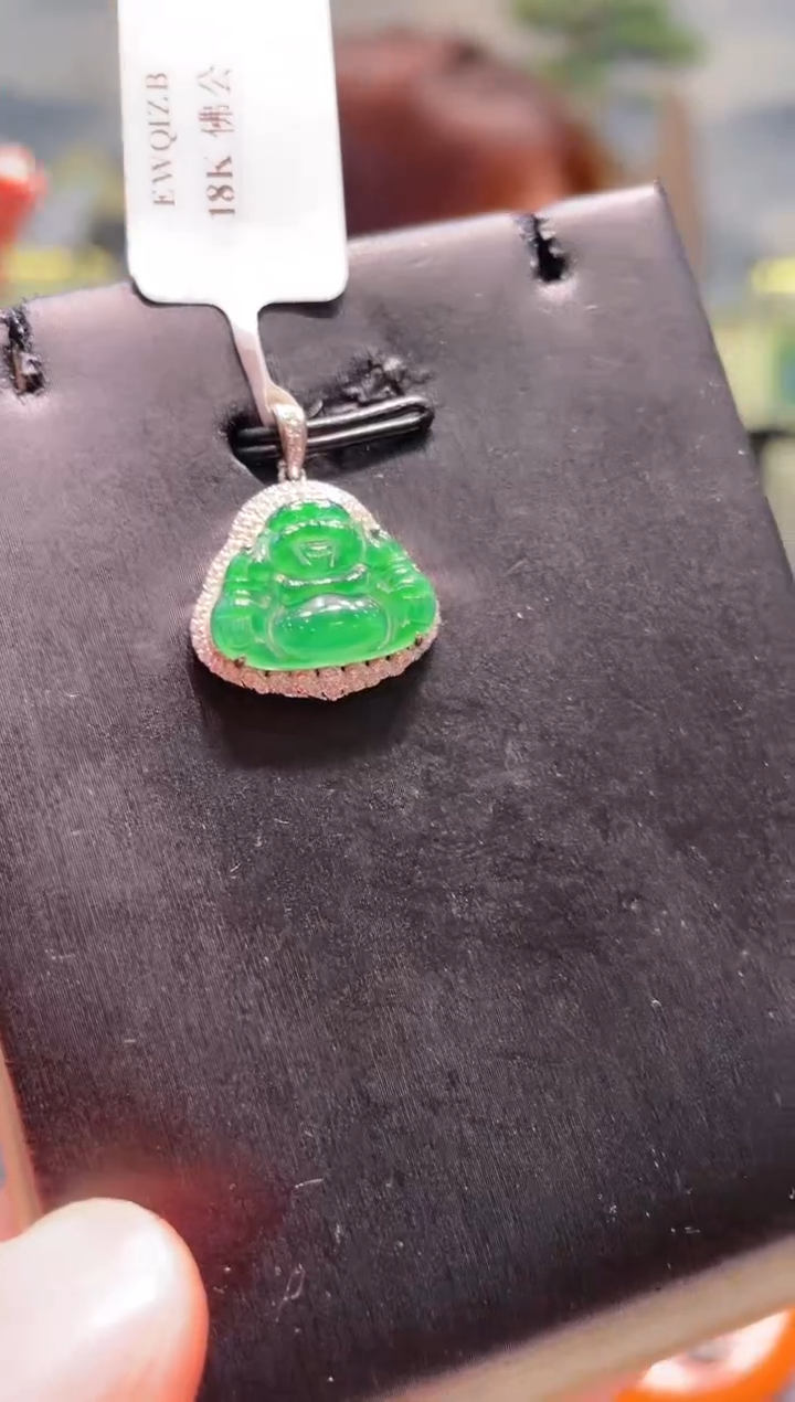 【闪购商品】翡翠颈饰18K金镶嵌A12天然A货翡翠