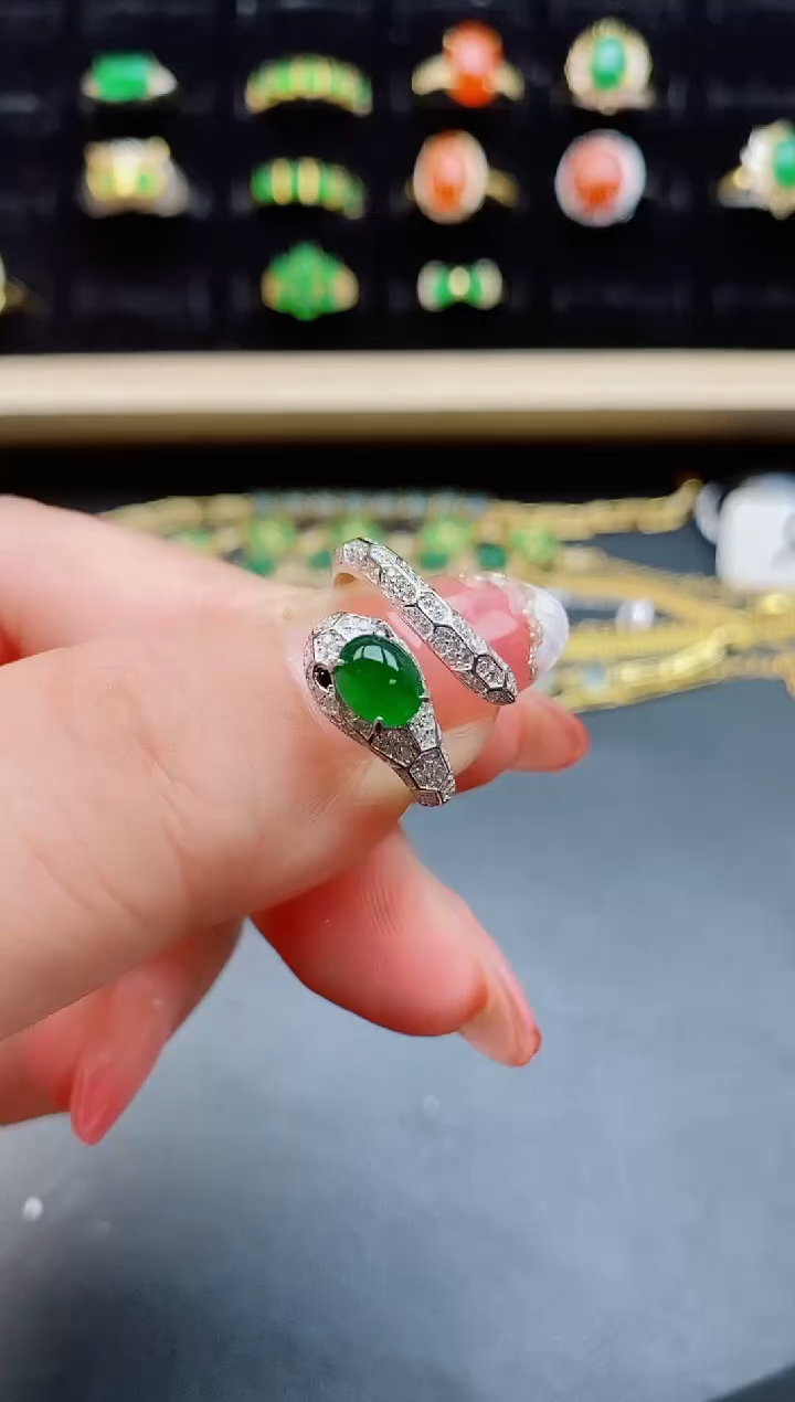 【闪购商品】翡翠戒指银S925镶嵌1221