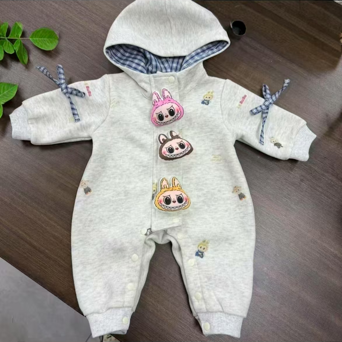 休闲风长爬卡通风A类拉链哈衣婴儿男女宝