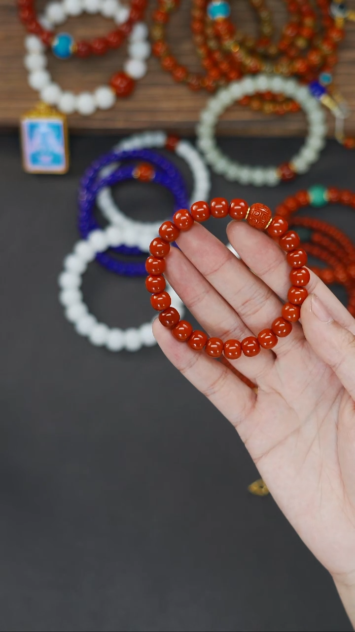 未镶嵌文玩配饰南红玛瑙白**名梵阁精品文玩回血