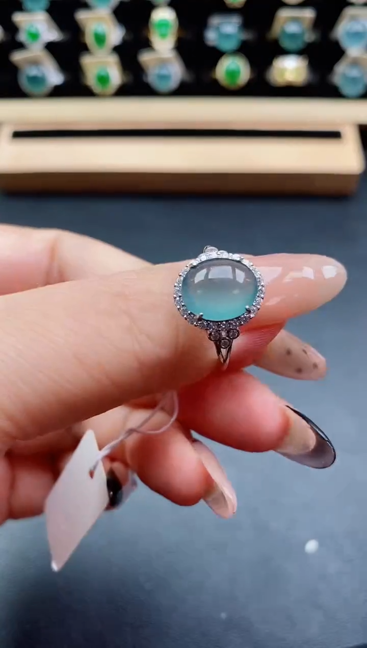 银S925镶嵌戒指翡翠1