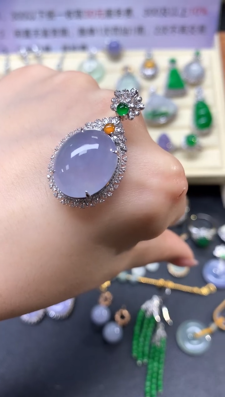 翡翠18K金镶嵌吊坠(不含链)吊坠|9800+980