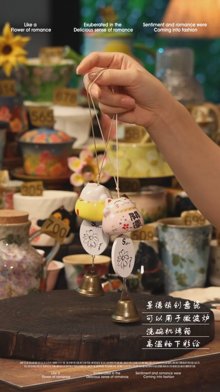 陶瓷随机景德镇高温釉下彩手工手绘款式