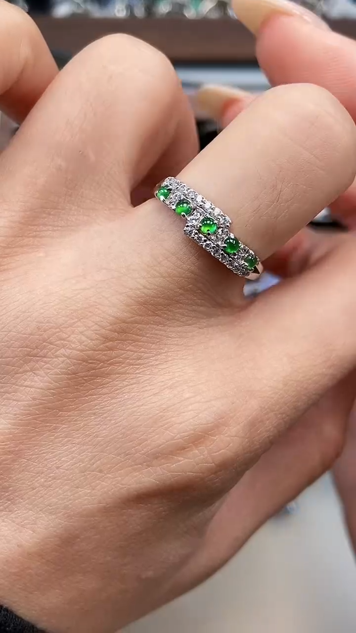 银S925镶嵌戒指翡翠6982