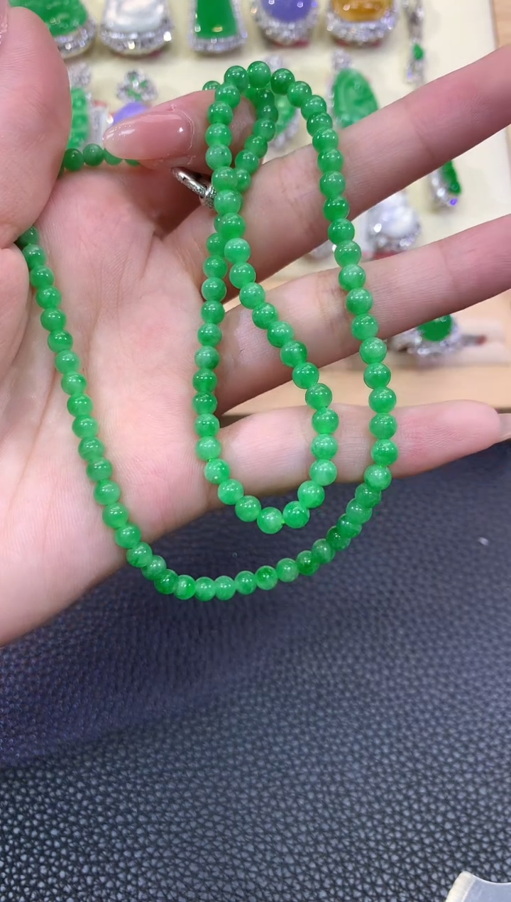 翡翠18K金镶嵌项链珠串-夏日珠宝A92