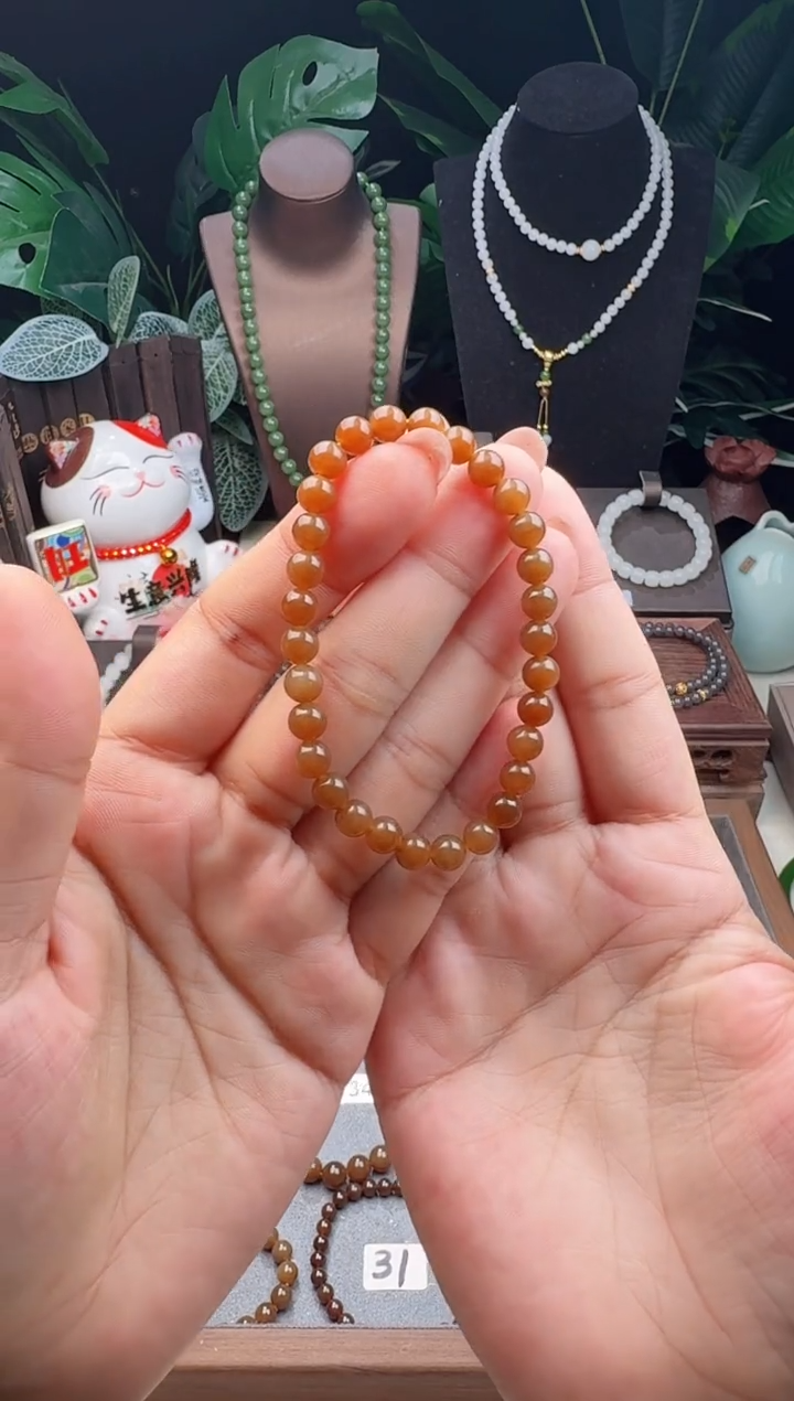 手串未镶嵌和田玉6m新疆且末糖玉手串素圈