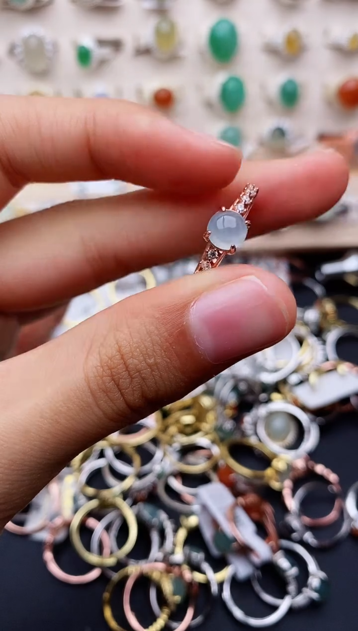 【闪购商品】翡翠戒指银S925镶嵌缅甸翡翠