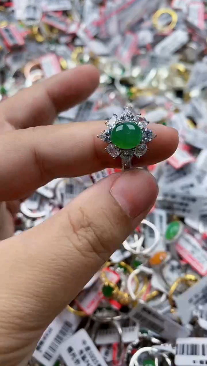 翡翠银S925镶嵌戒指44444---2