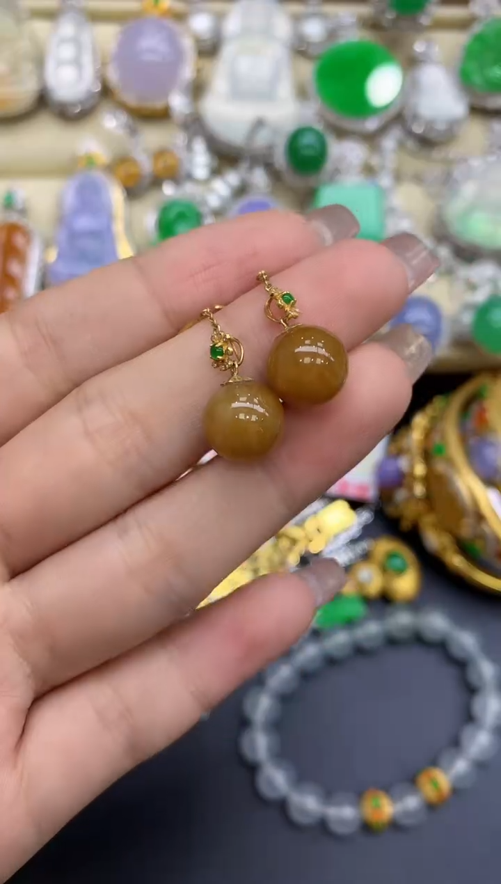 18K金镶嵌翡翠耳饰247-中国好珍宝