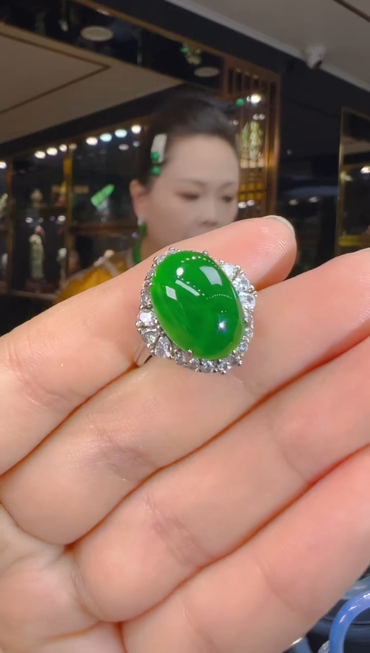 翡翠戒指银S925镶嵌084（多样性发其一）