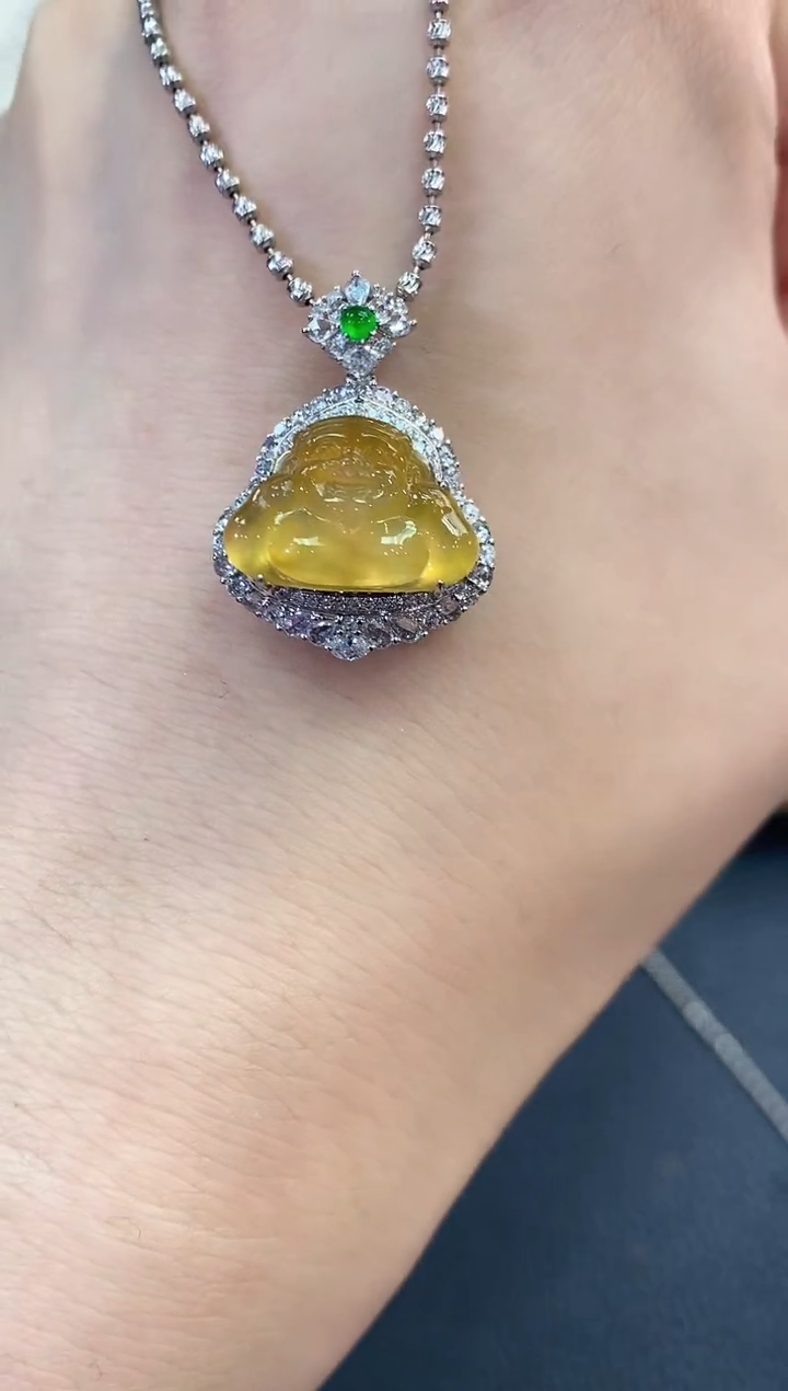 【闪购商品】翡翠吊坠(不含链)18K金镶嵌D28     