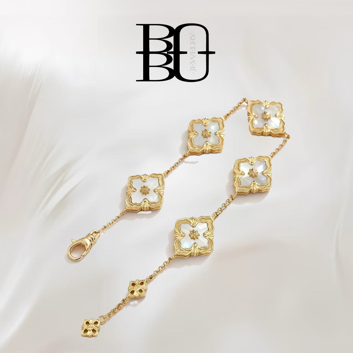 925银手链 轻奢镀18K四叶草手链