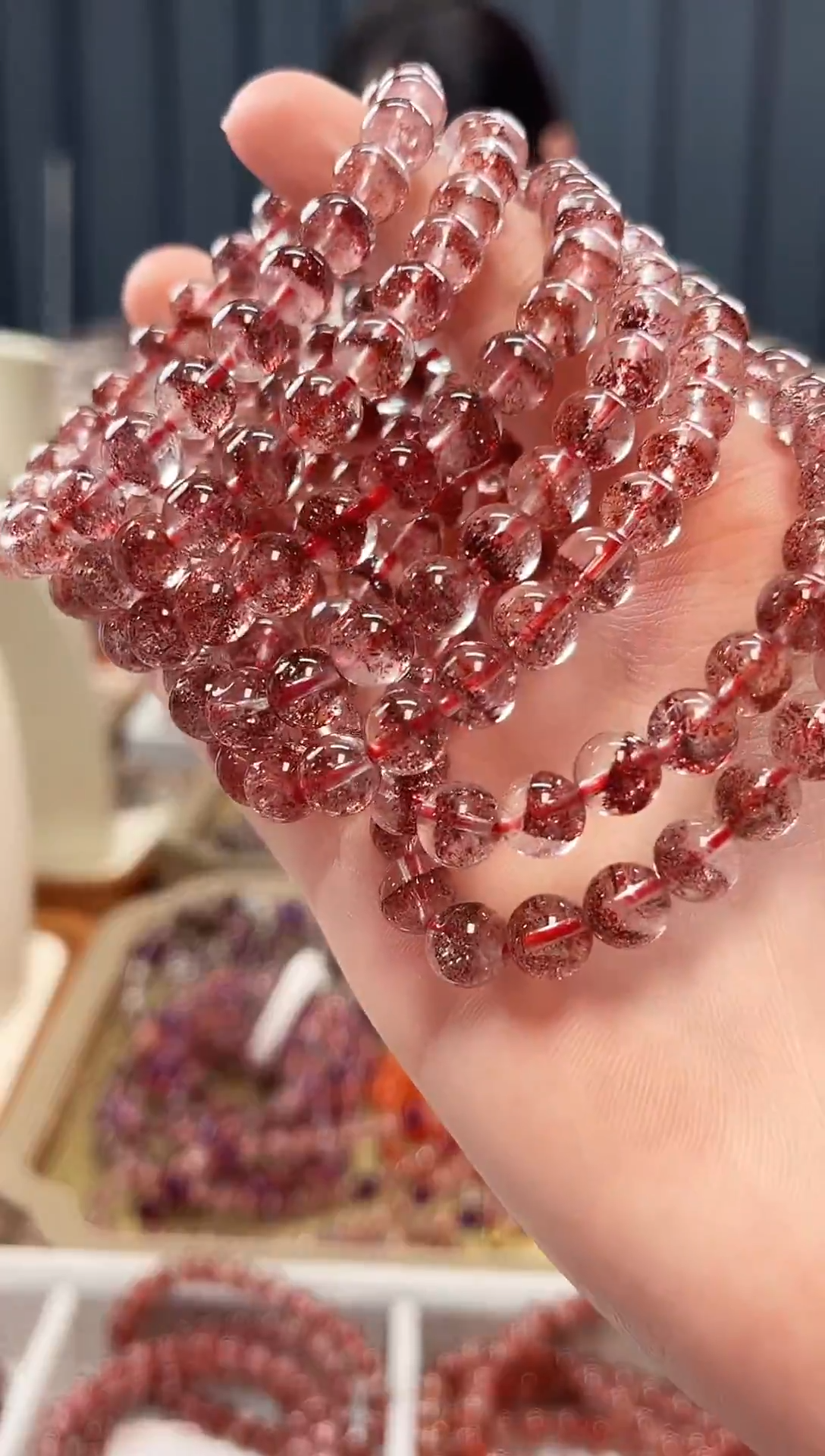 未镶嵌手串水晶金草莓超七单圈手串7mm【多样性发一】