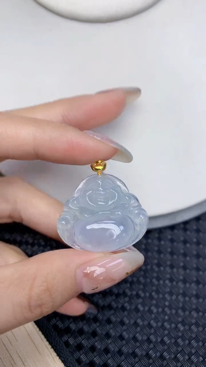 颈饰18K金镶嵌翡翠天然缅甸翡翠a货百元以上9元证书费自理