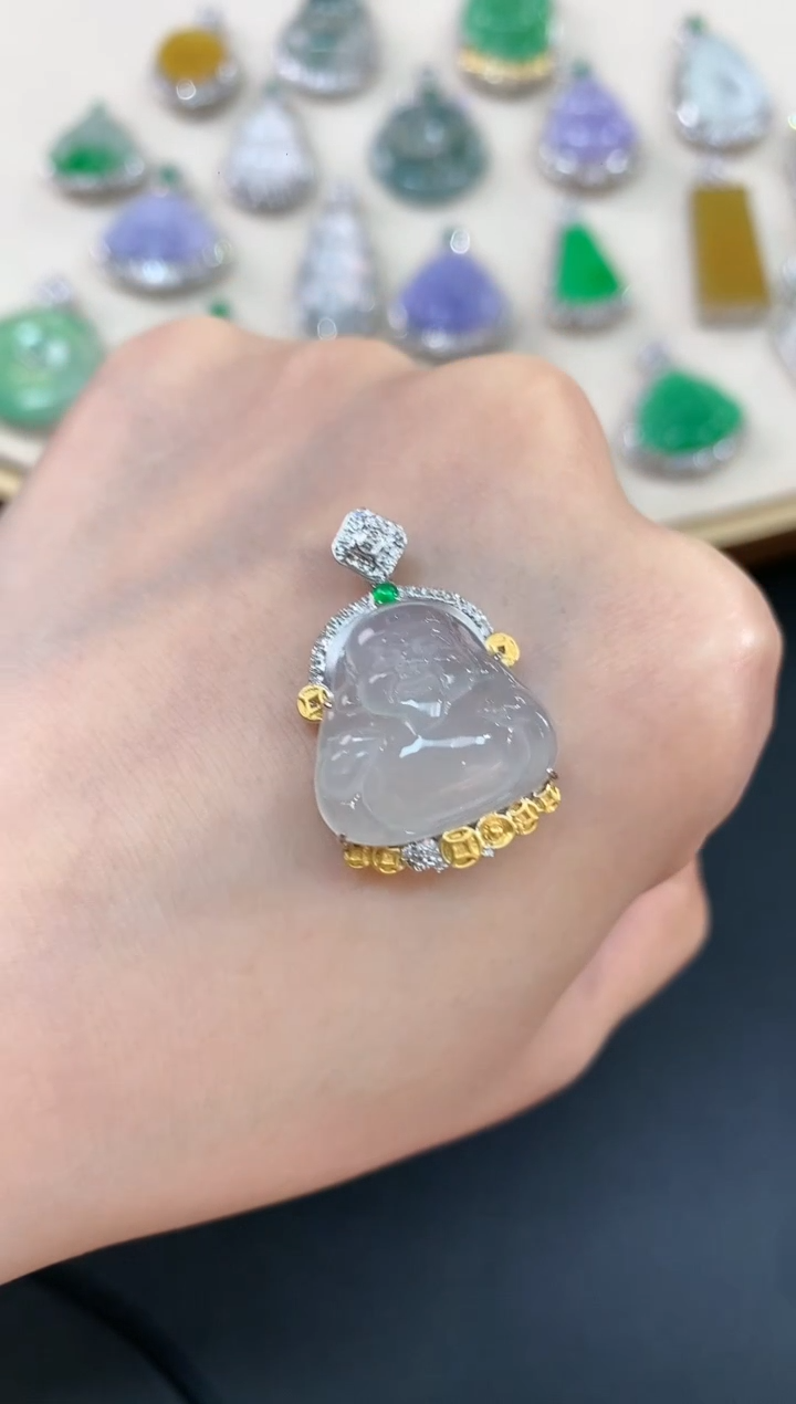【闪购商品】翡翠吊坠(不含链)18K金镶嵌A784|6980