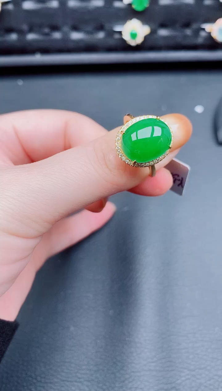 【闪购商品】翡翠戒指银S925镶嵌天然a货翡翠272