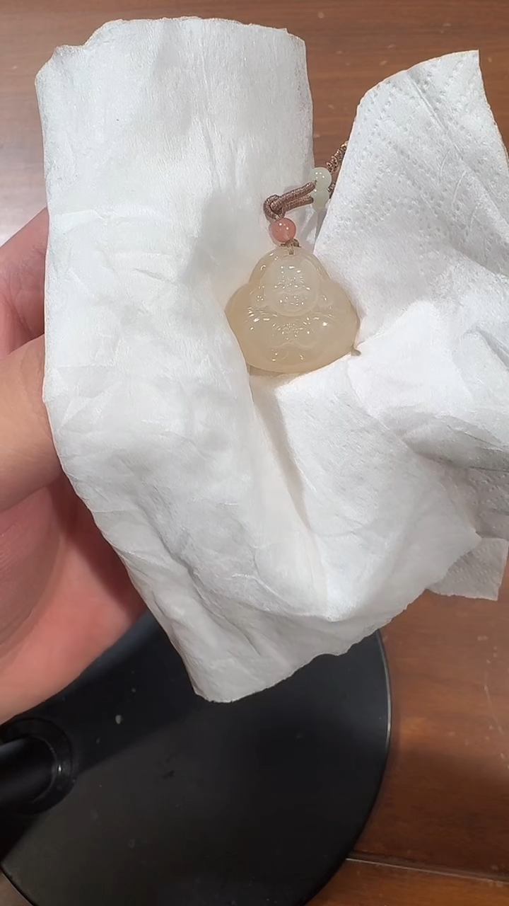 【闪购商品】和田玉吊坠未镶嵌1556藕粉抱抱佛