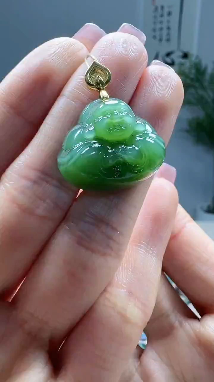 吊坠(不含链)18K金镶嵌和田玉1