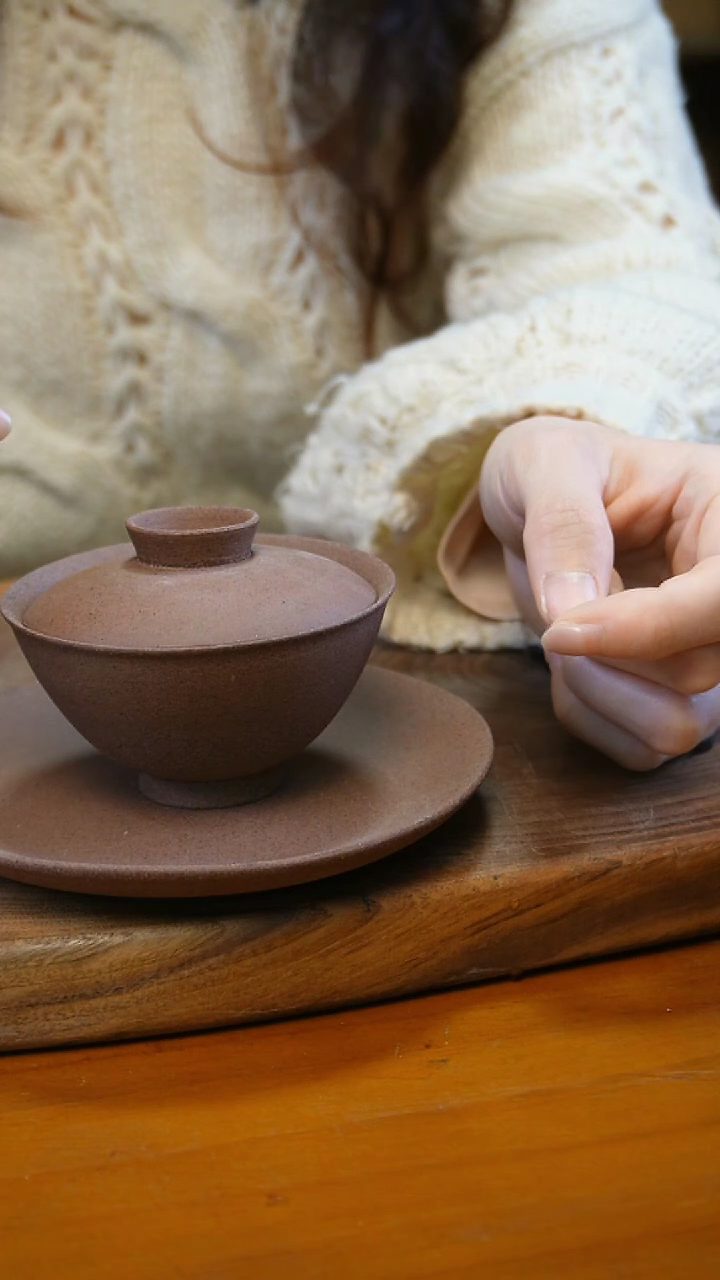 【闪购商品】朱泥三才盖碗磨砂感老岩泥茶壶