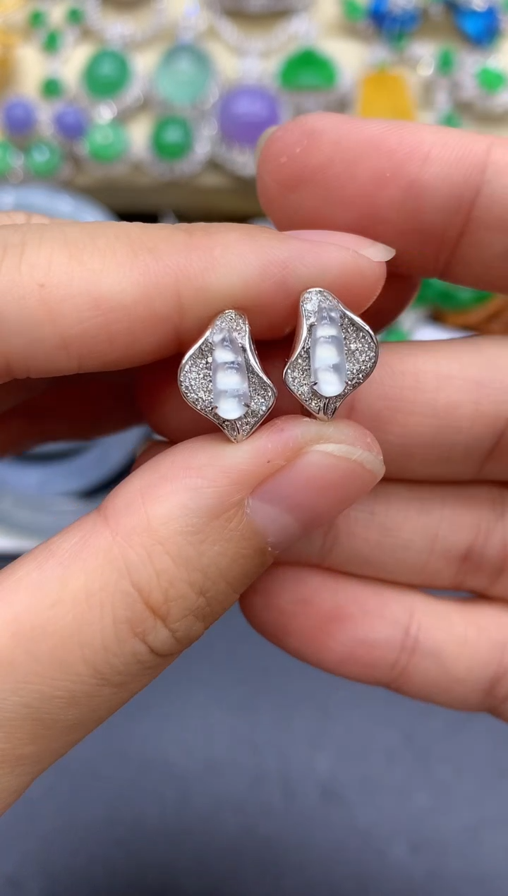 18K金镶嵌翡翠耳饰398-中国好珍宝