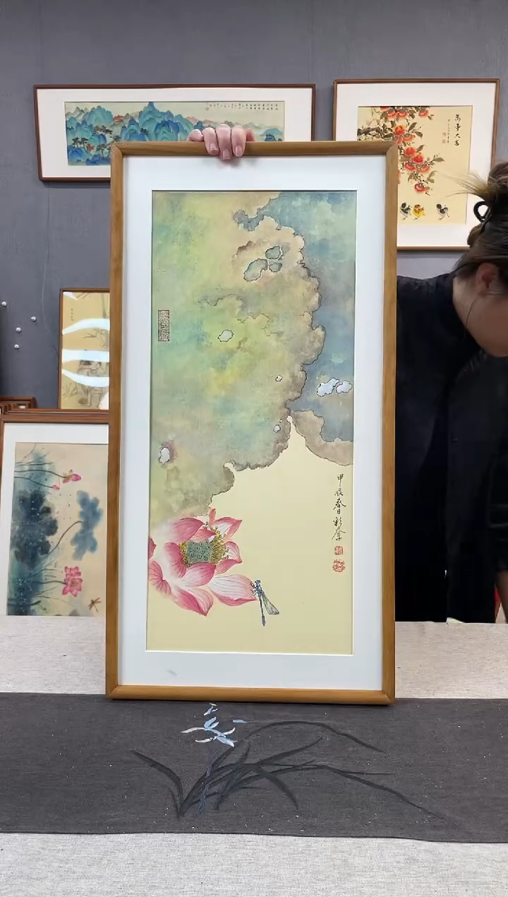 【闪购商品】国画手写手绘带框作品-35*68-王嘉诚