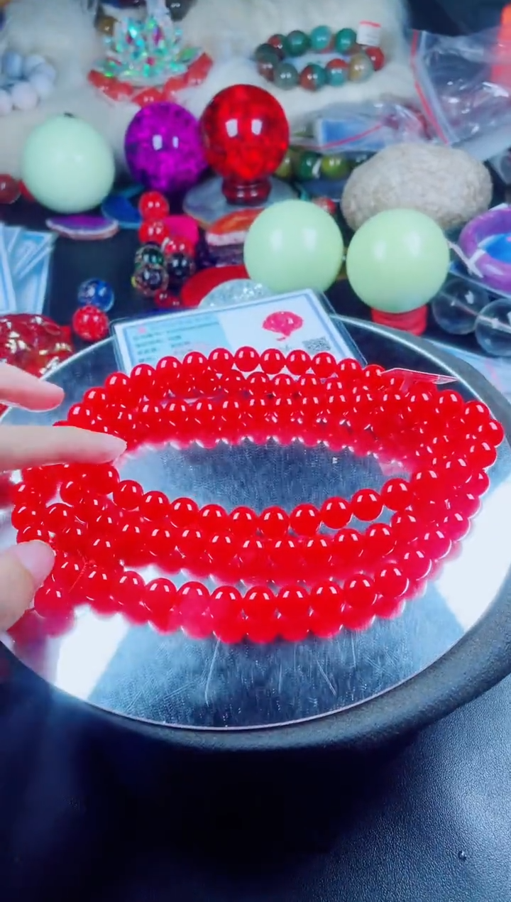 玛瑙/玉髓项链未镶嵌保山锦红项链108卡10