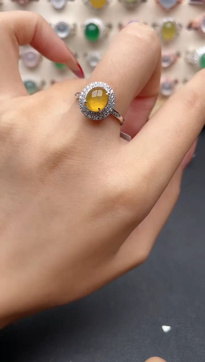 【闪购商品】翡翠戒指银S925镶嵌一物一证一礼盒