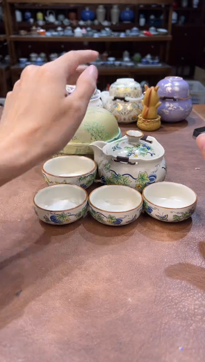 真的很便宜超好看会开片的旅行茶具