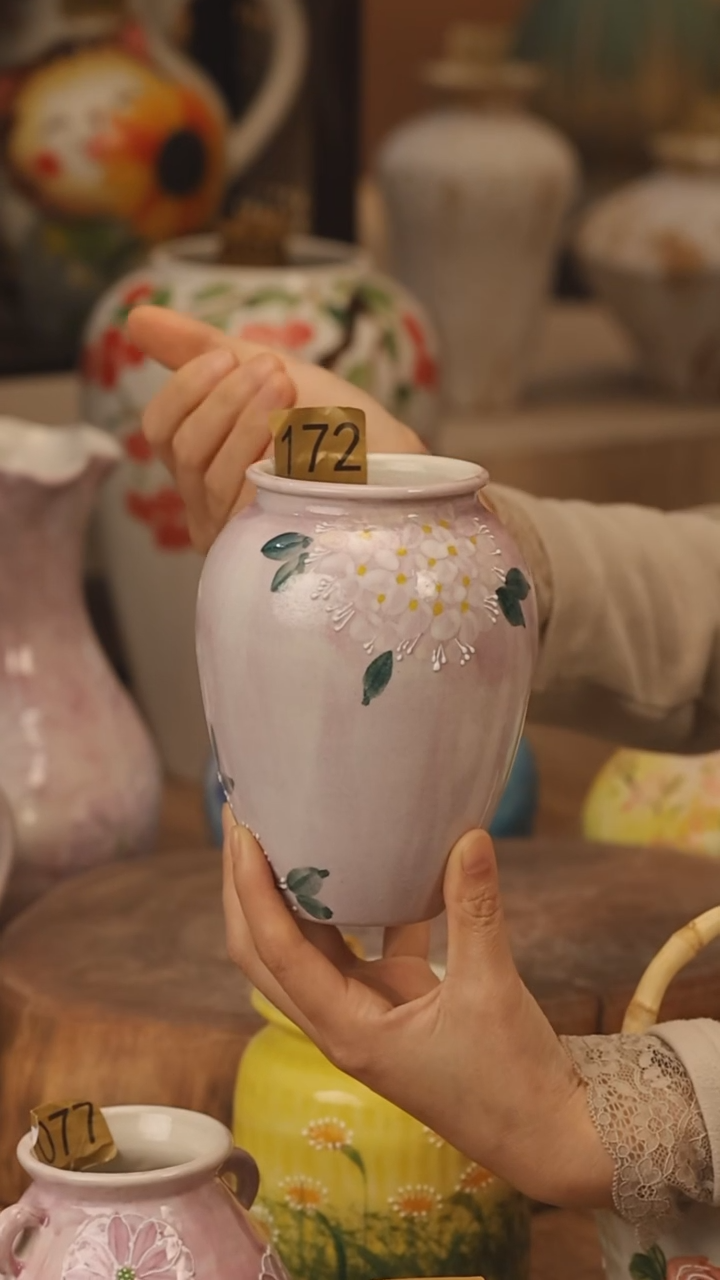 陶瓷景德镇设计师手作花器摆件侘寂风@M172@