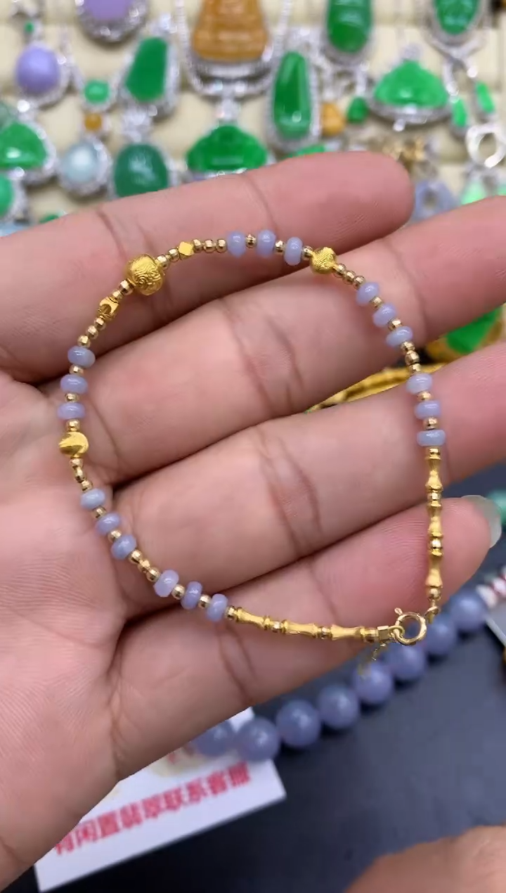 18K金镶嵌手链翡翠240-中国好珍宝