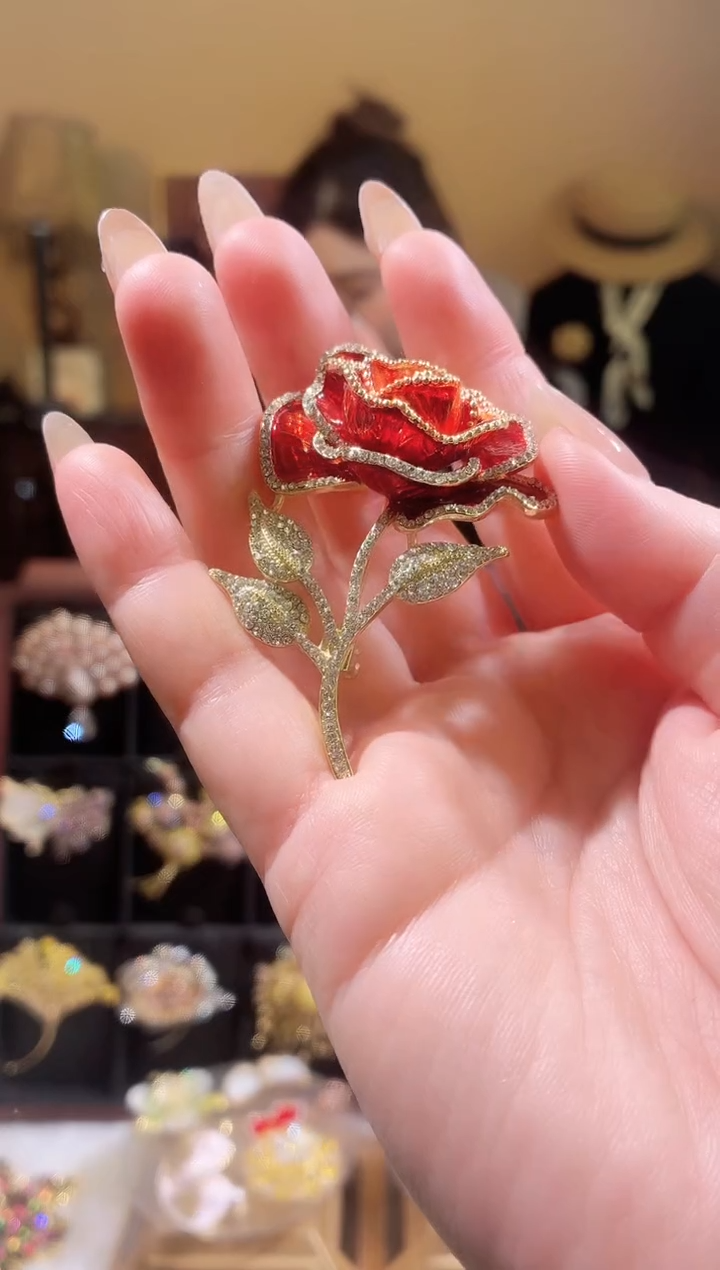 合成立方氧化锆铜合金红色玫瑰