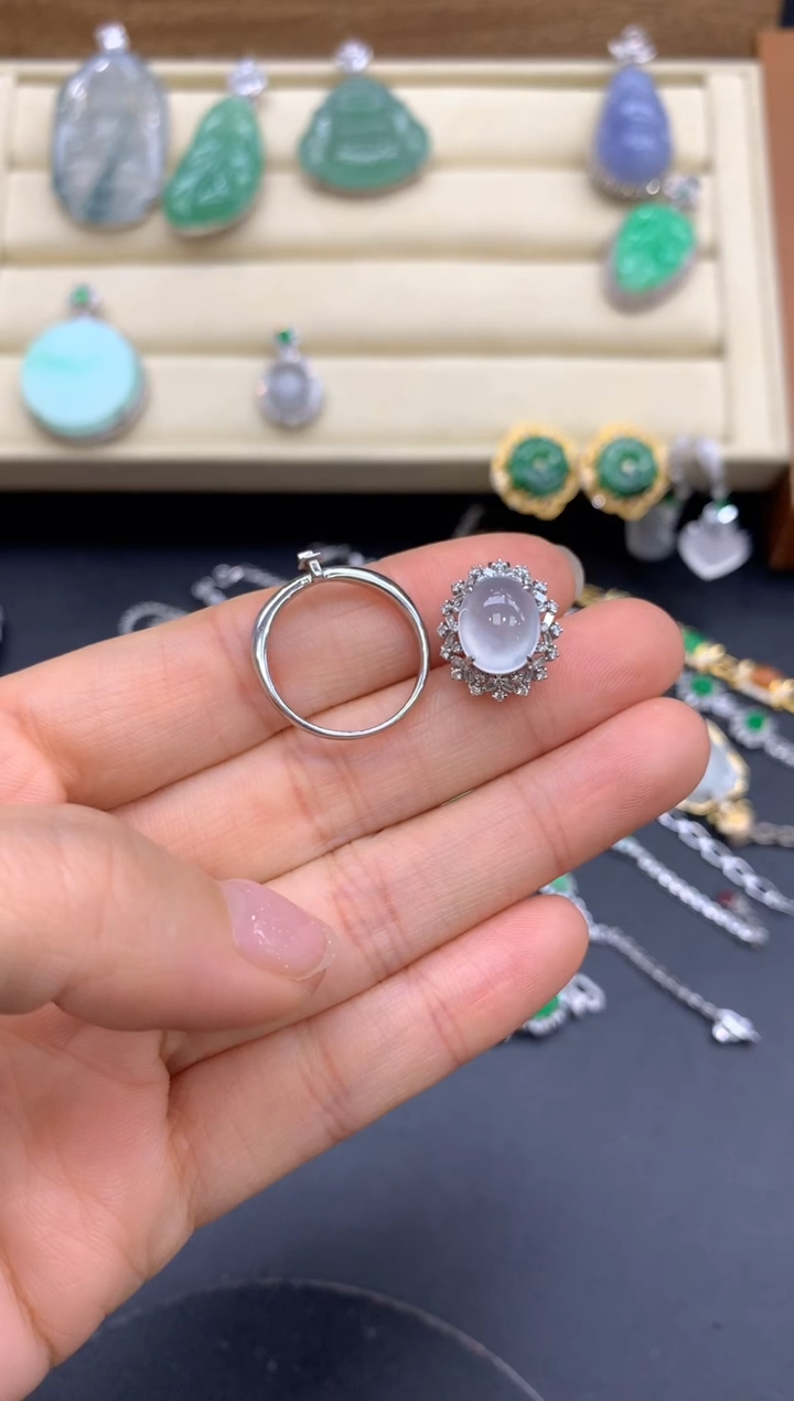 【闪购商品】翡翠戒指18K金镶嵌392-中国好珍宝 两用款