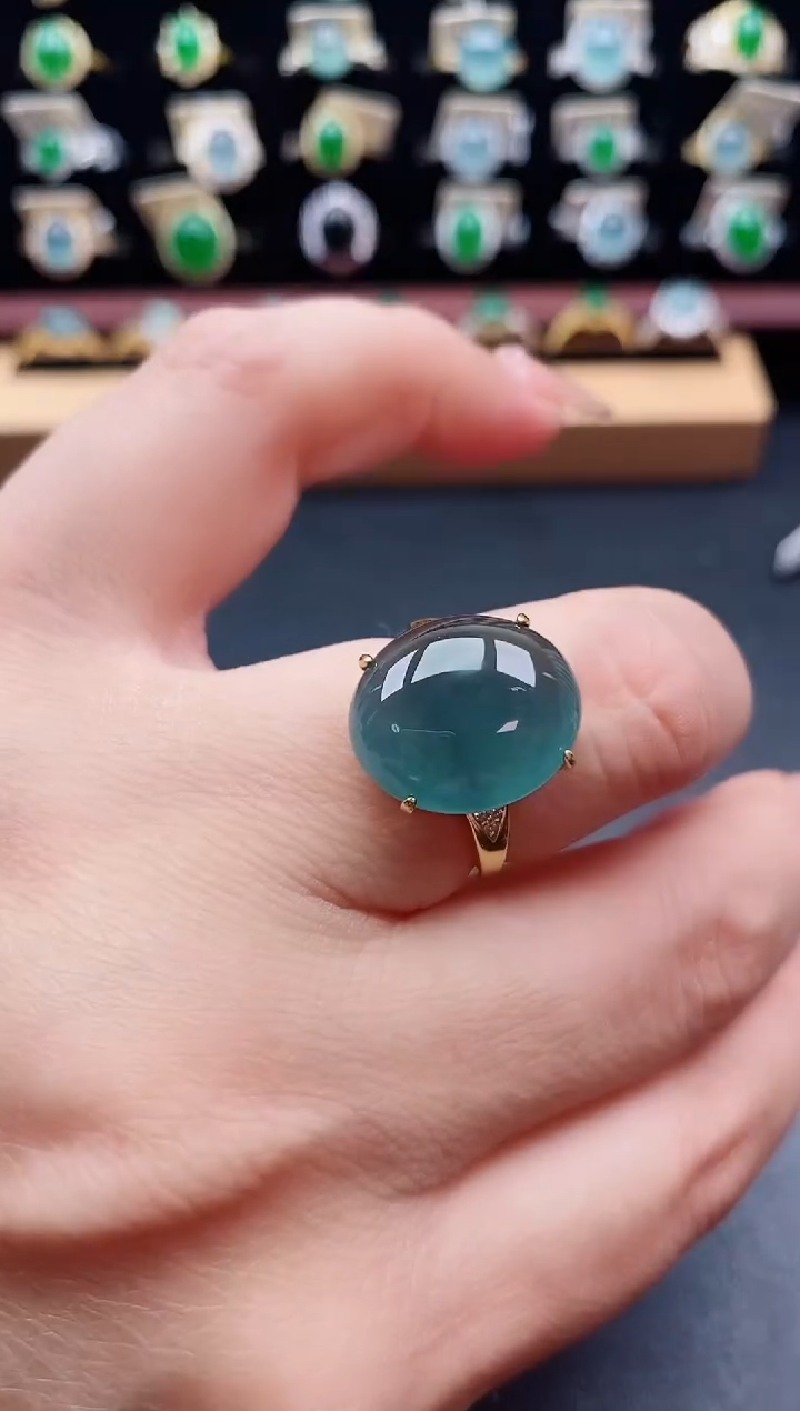 银S925镶嵌戒指翡翠1
