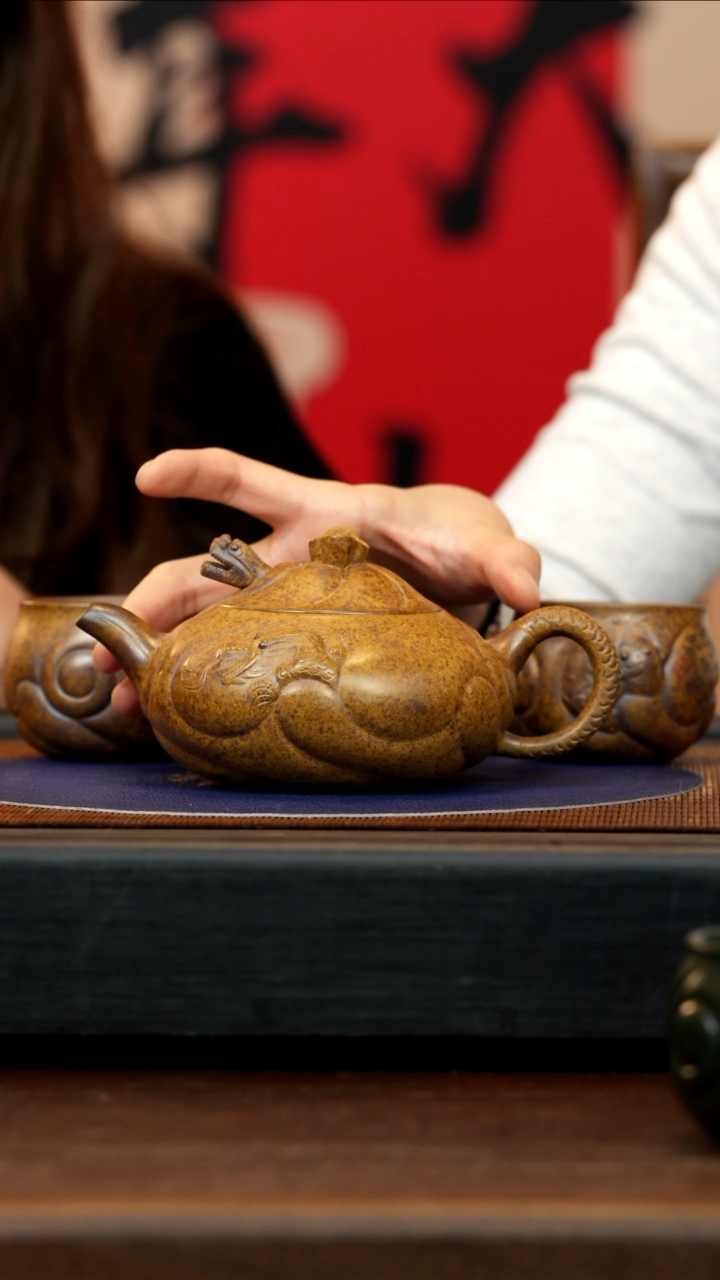 【闪购商品】紫砂茶壶ZCP 可心窑 鱼化龙套组 340cc