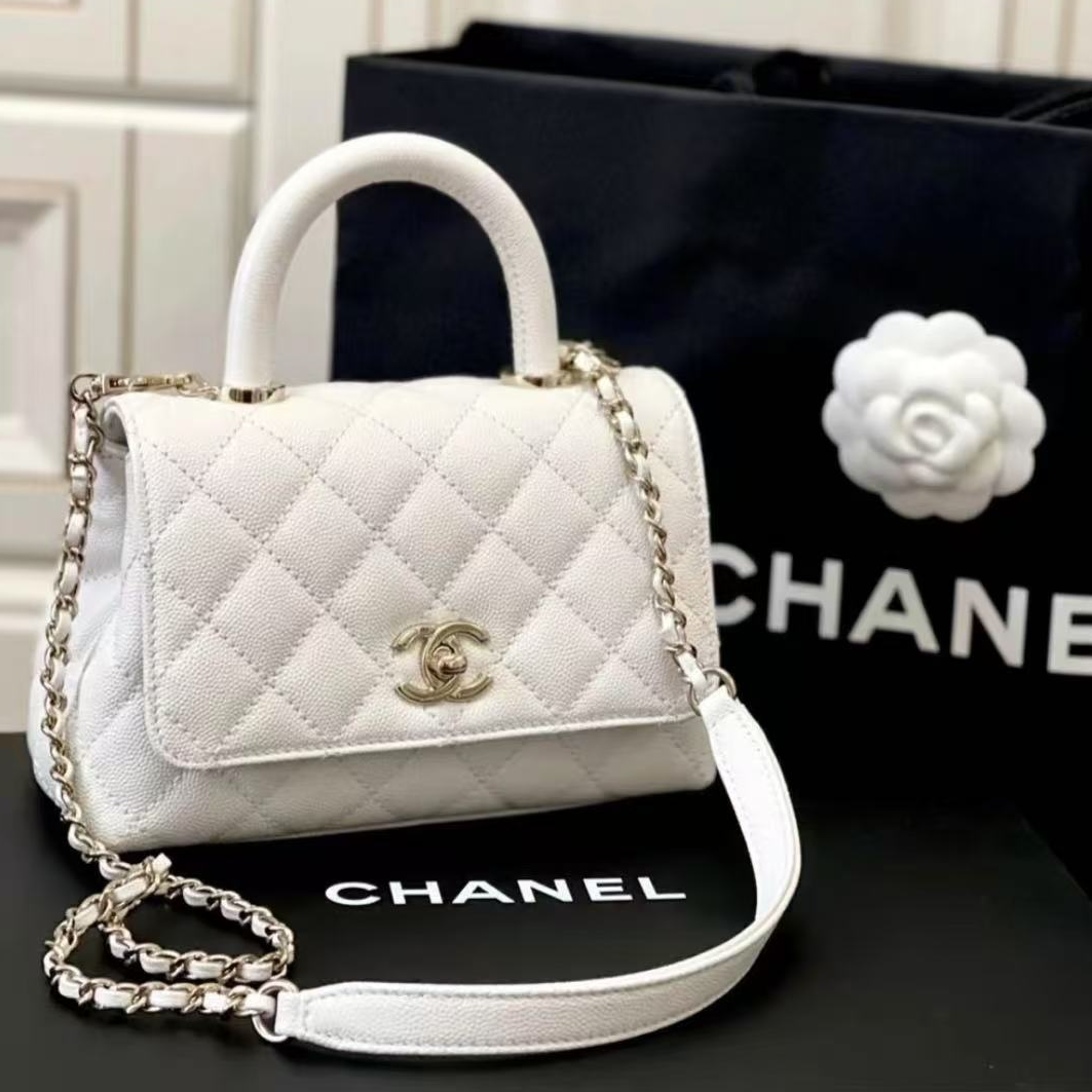 99新 Chanel/香奈儿  coco handle 24K 憨豆包包 尘袋 芯片款