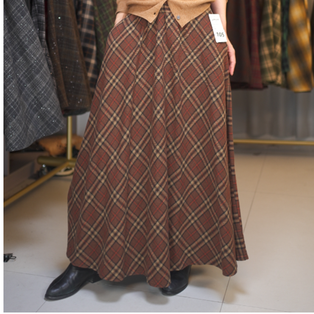 【慧】105大摆毛呢半身裙女2025秋冬新款高腰中长裙气质时尚气质