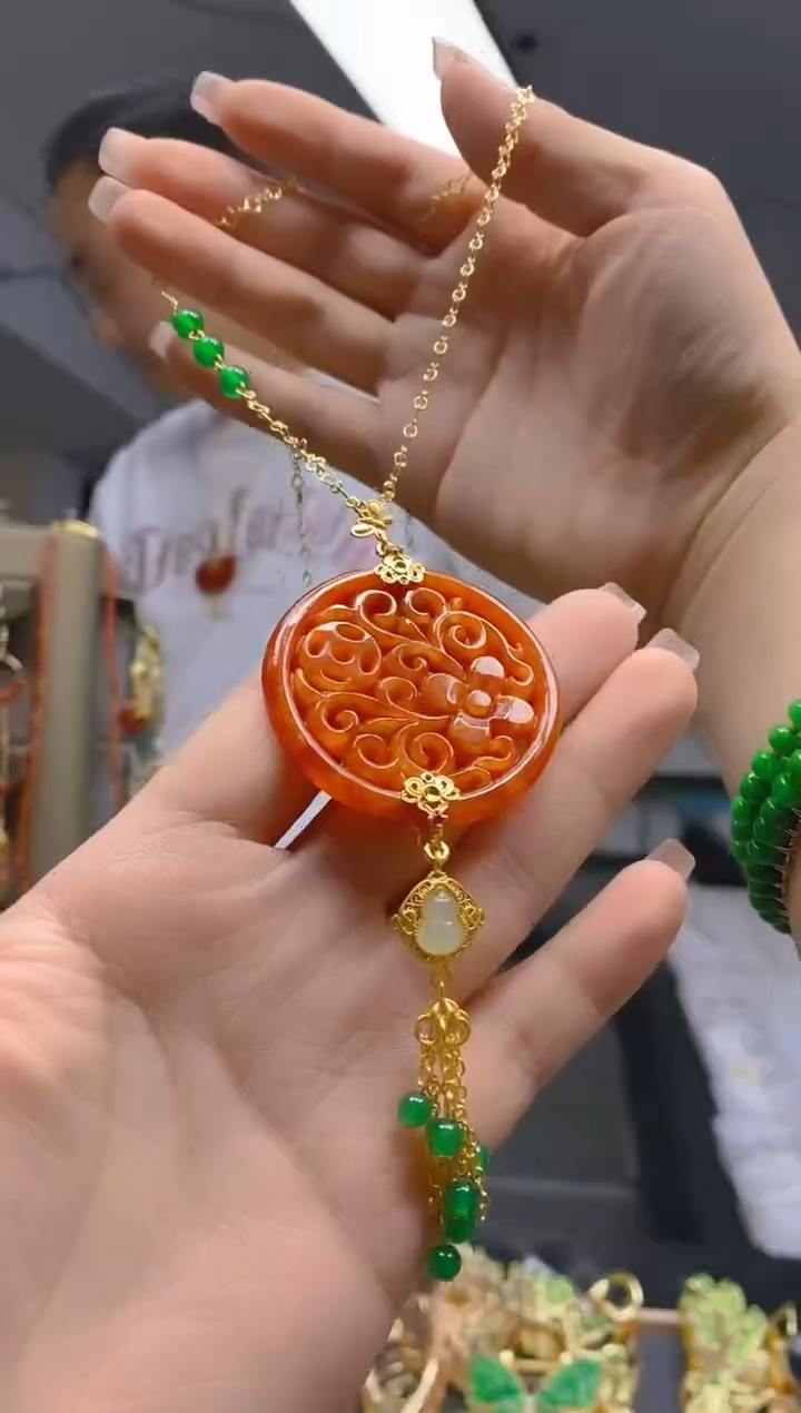 【闪购商品】翡翠耳饰合金367翡翠锁骨链