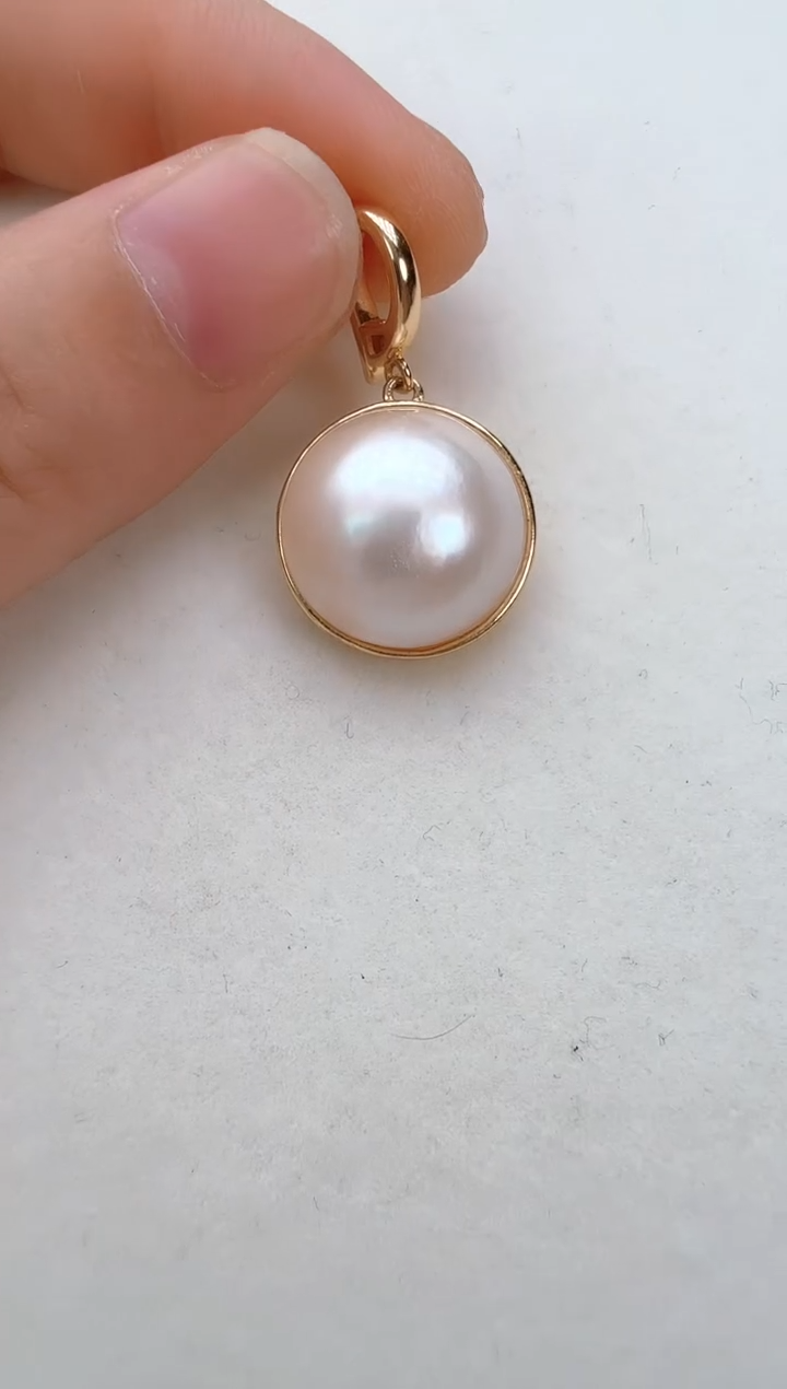 合金颈饰拼合珍珠（马贝珠）金色光板