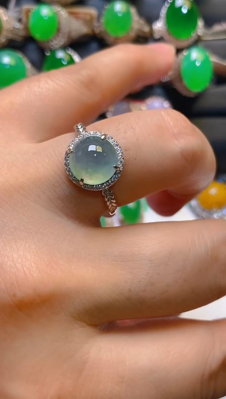 【闪购商品】翡翠耳饰银S925镶嵌天然A货翡翠1