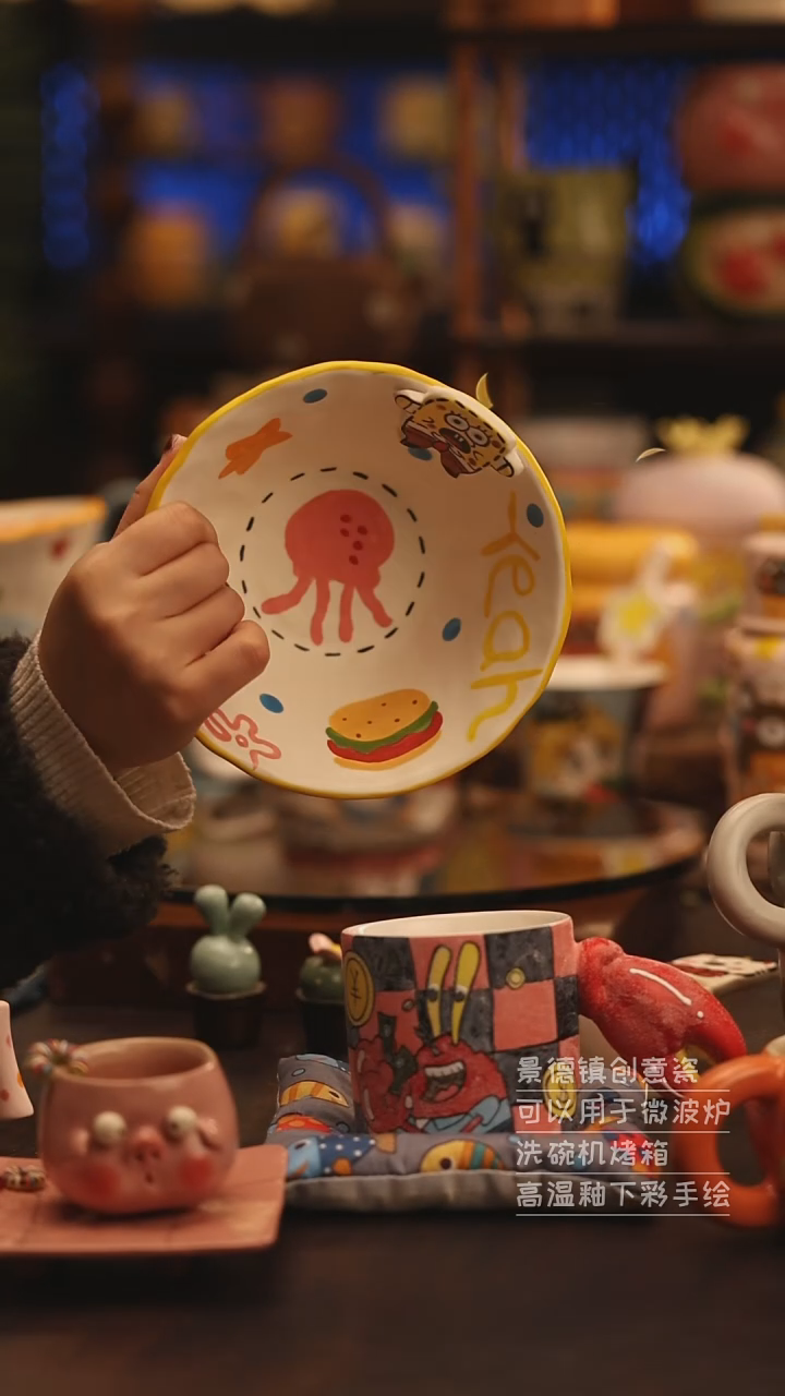 陶瓷景德镇可爱陶瓷釉下彩绘设计师款