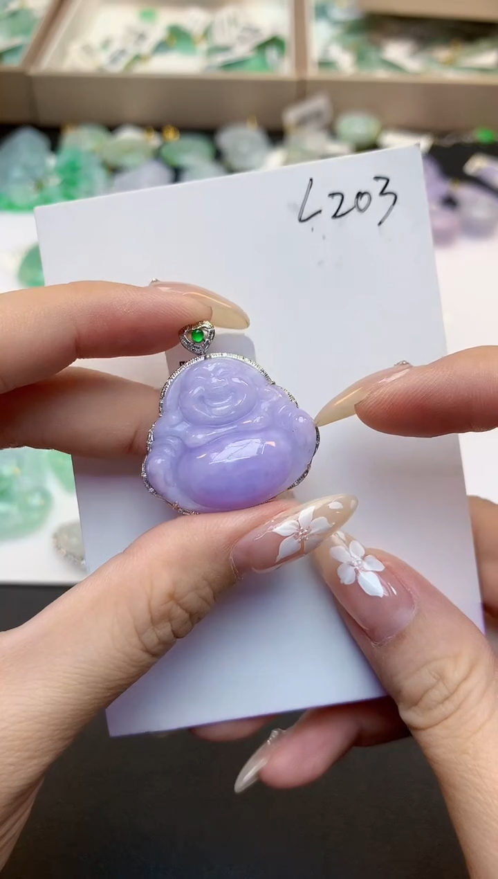 颈饰18K金镶嵌翡翠天然缅甸a货翡翠