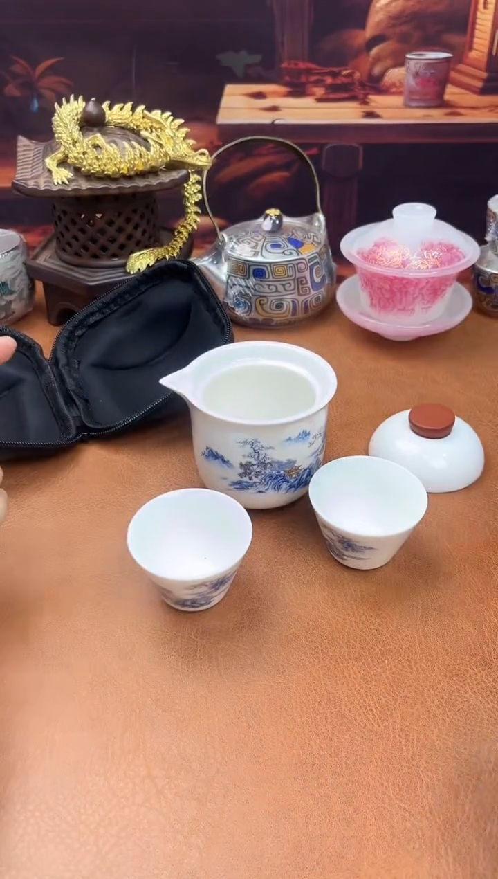 陶瓷茶具摆件旅行套组