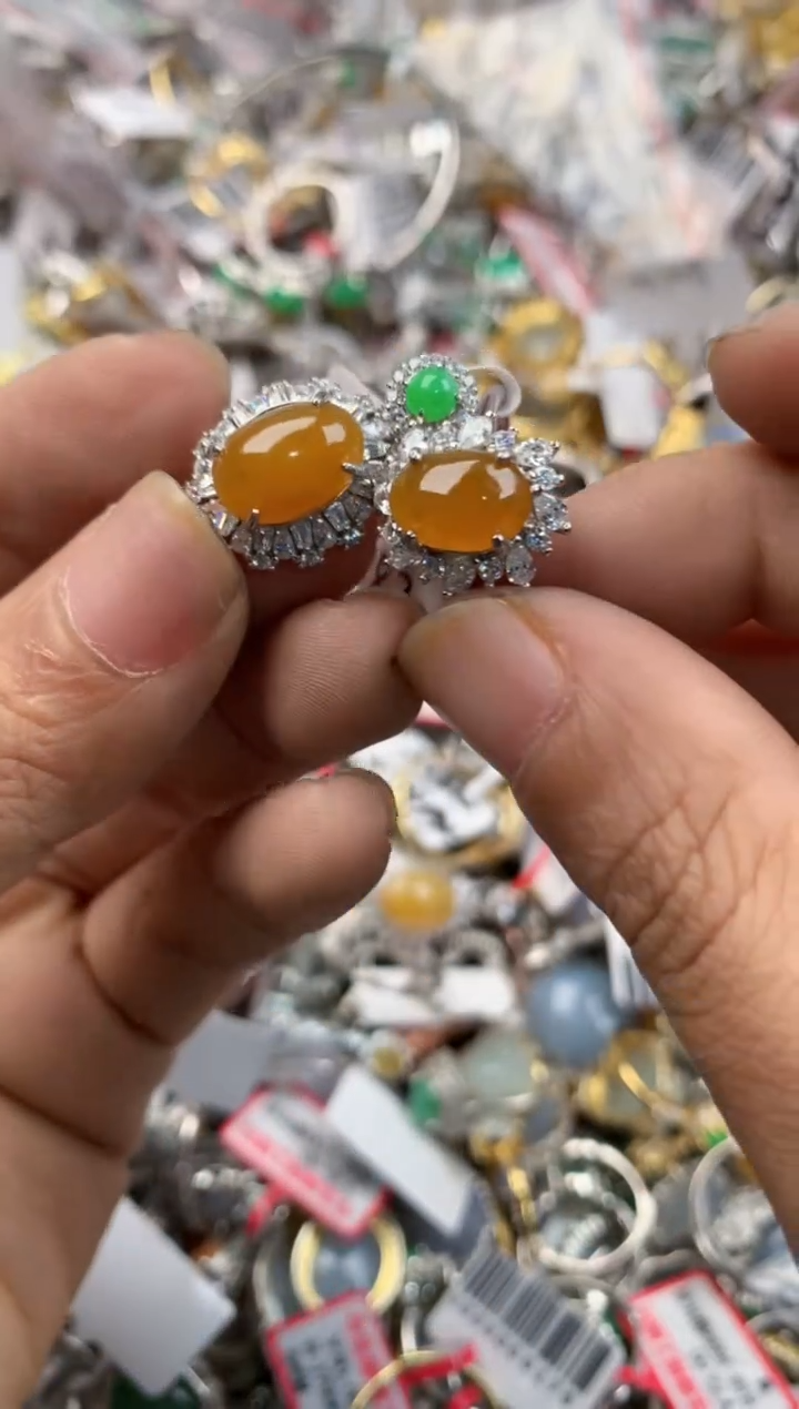 银S925镶嵌戒指翡翠888----8