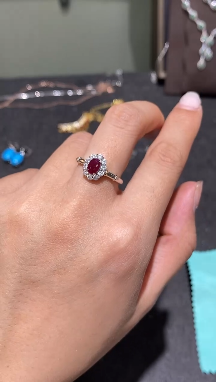银S925镶嵌戒指红宝石戒指